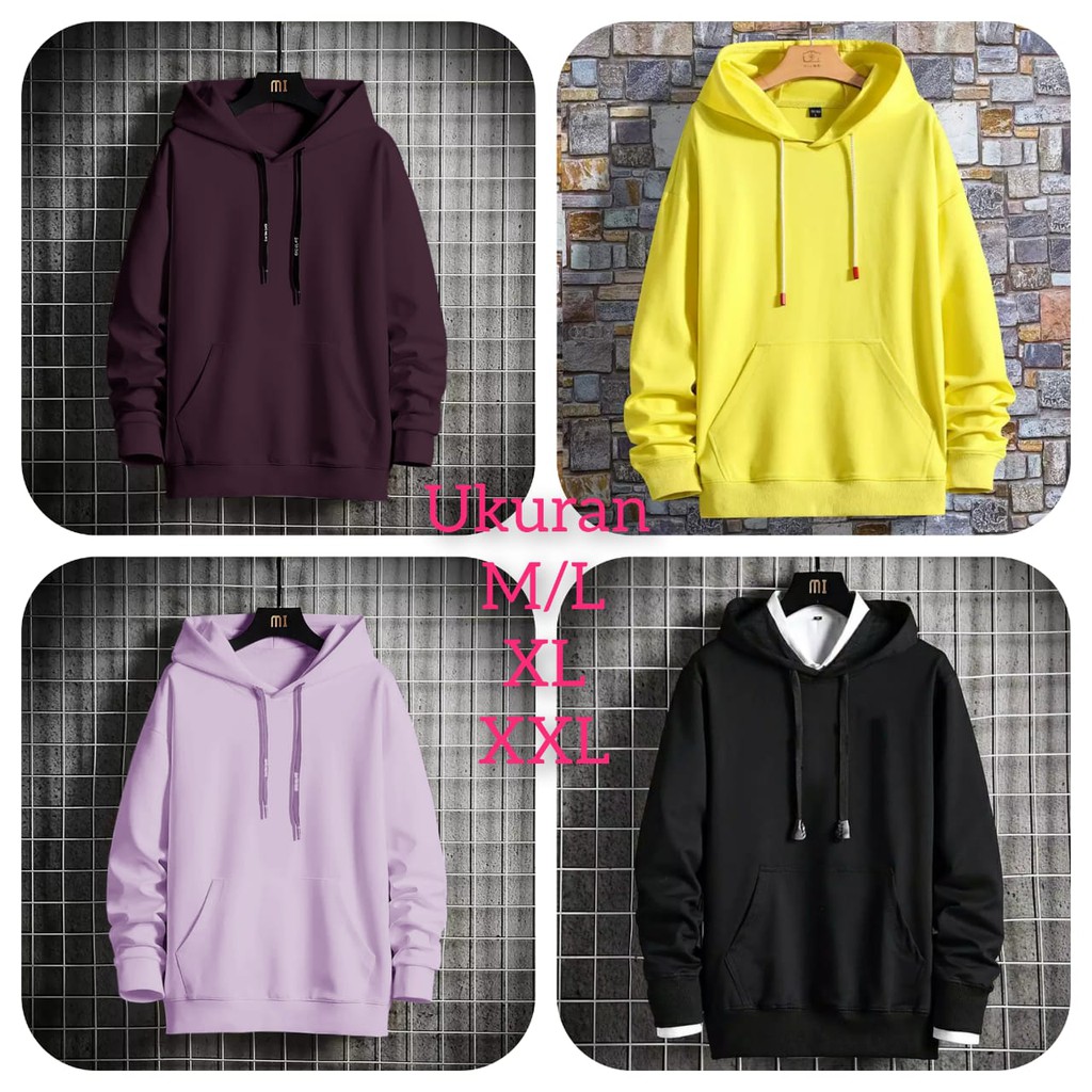 MUKZHOP - HOODIE POLOS / hoodie lengan panjang / sweater kece / polos / fashion cowo / distro / terlaris