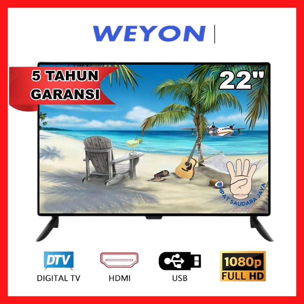 TV LED 22 INCH SUPPORT VGA-HDMI-AV-USB-ANTENA GARANSI 5TAHUN TERMURAH