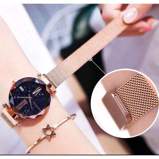 Jam Tangan tali pasir Fashion Wanita tali pasir tutup magnet simple jam tangan magnet Glitter tali pasir wanita cewek import