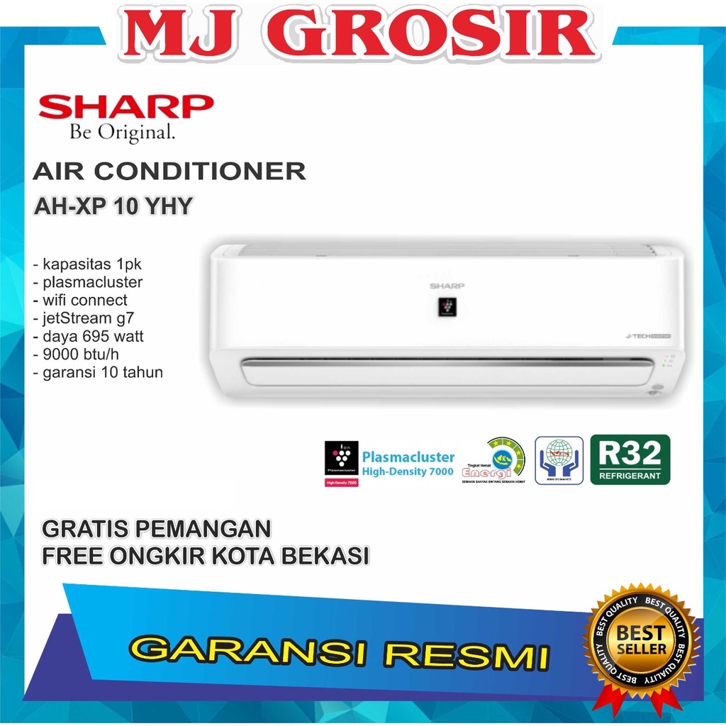 AC SHARP AH-XP 10 YHY 1 PK 10YHY + PASANG R32 J-TECH INVERTER PLASMA