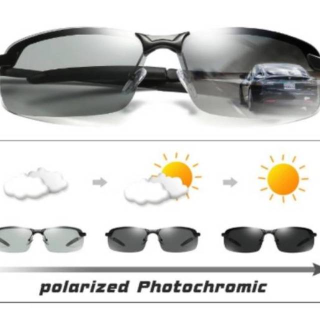 Kaca Mata Anti Silau Siang dan Malam Photochromic Polarized Sunglasses