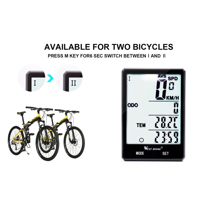 BISA COD West Biking Speedometer Sepeda LCD 2.8 Inch Waterproof - B2-1-20 - Black