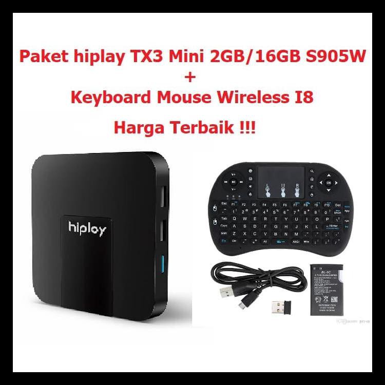 Terjamin  Paket Hiplay Tx3 Mini 2Gb/16Gb Android Tv Box + I8 Promo 
