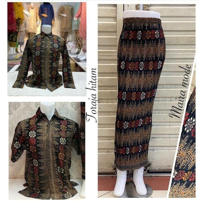 couple kemeja batik panjang Rok plisket / Couple keluarga / Couple batik / Serambit