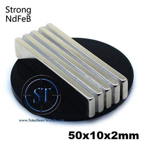 Magnet PLT 50x10x2mm N35 Strong Magnet Neodymium Balok Persegi Kuat 50x10x2 Rare Earth