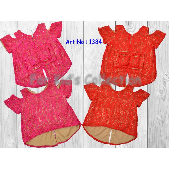 Blouse Anak-Anak Perempuan Brukat Open Shoulder