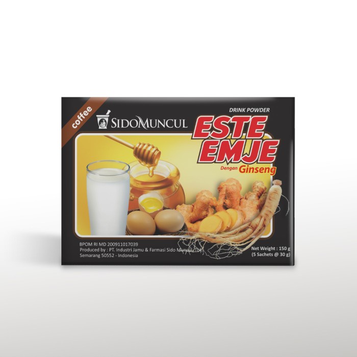 

LAINNYA-KEMASAN-MINUMAN- SIDO MUNCUL MINUMAN ESTE EMJE KOPI 5'S - MENGHANGATKAN TUBUH -MINUMAN-