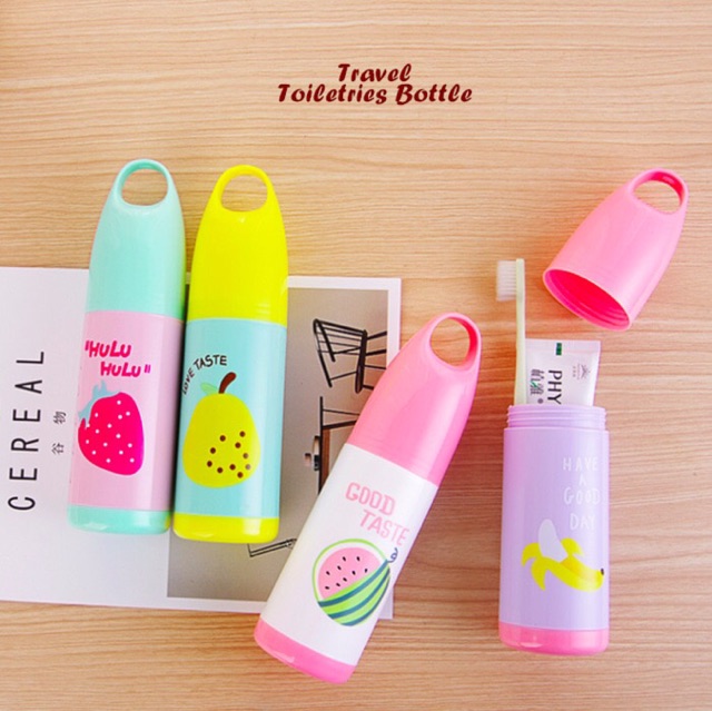 Travel toiletries bottle botol tempat sikat gigi gambar buah ok  good quality