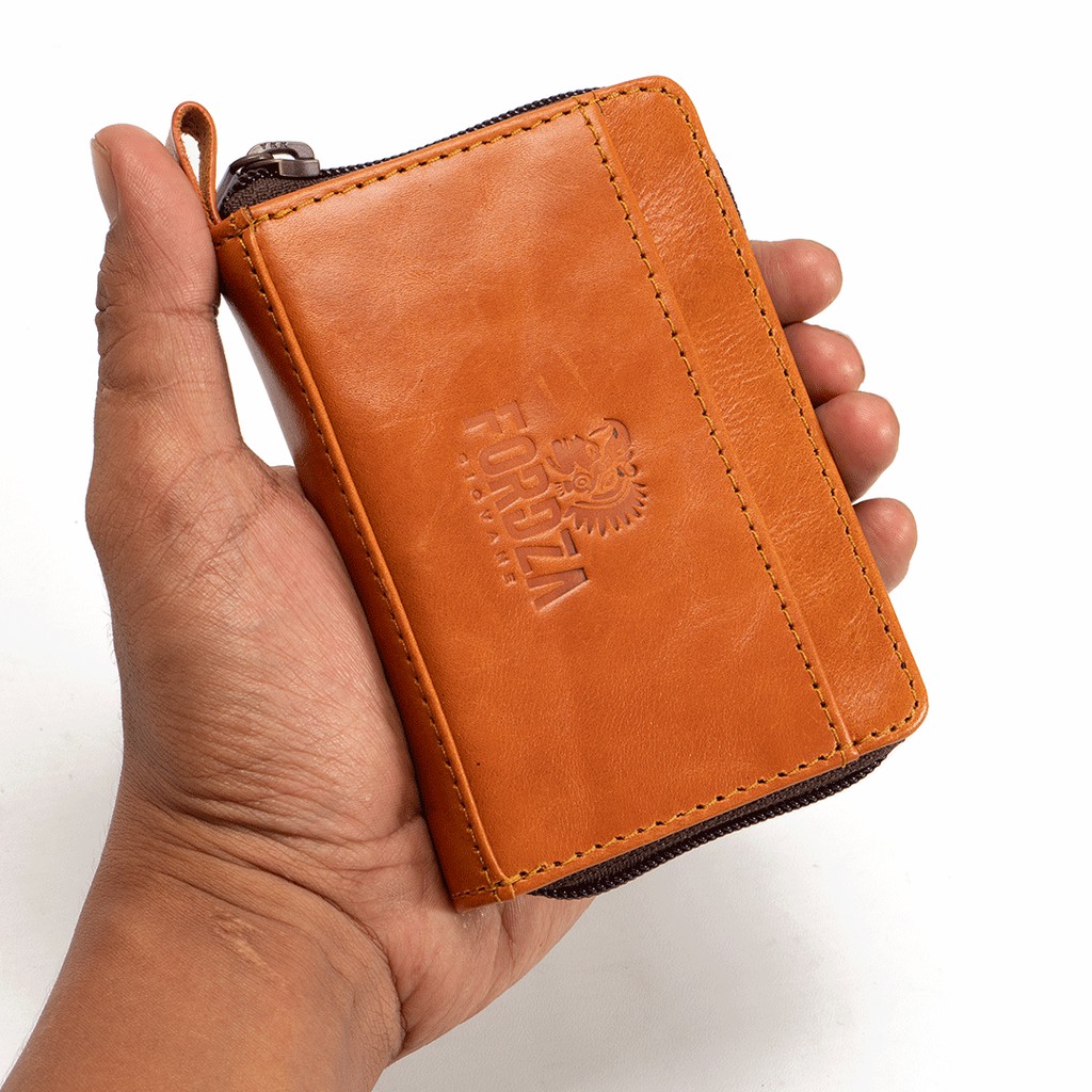 Dompet Kartu Kulit Asli Card Holder Pendek Resleting Owallet Tali Fashion Original Fordza