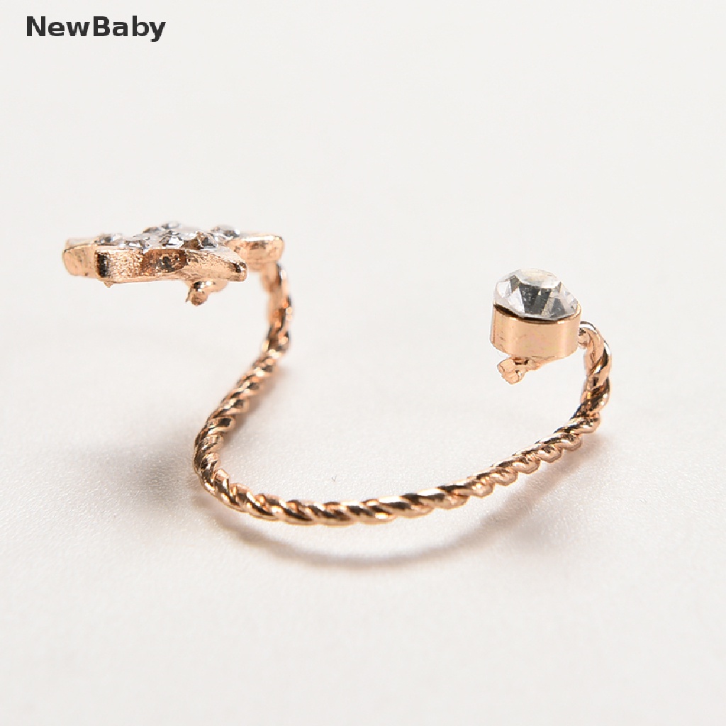 NewBaby Women Fashion Sparkling Crystal Pentagram Ear Clip Trendy Ear Cuffs Stud Earings ID