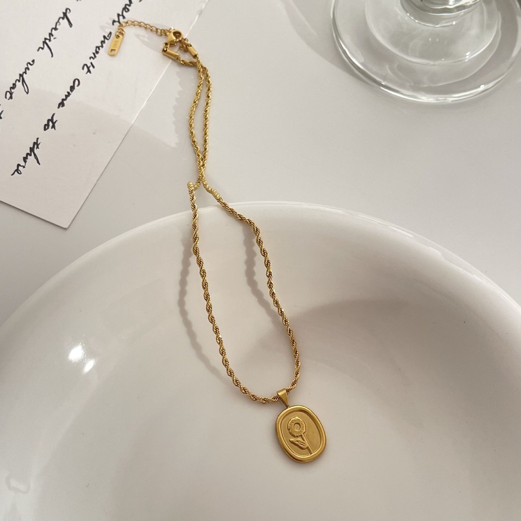 Kalung Pola Bunga Matahari Gaya Vintage Untuk Wanita