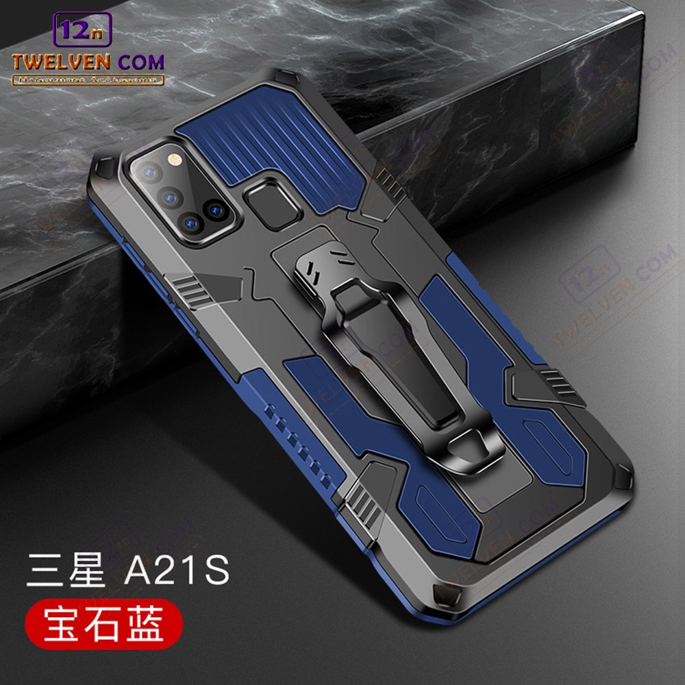 Case Shockproof Samsung A21s Armor Hardcase Stand Clip