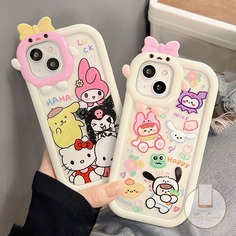 Vivo Y21s Y15s Y35 Y22 Y15A Y33s Y15 Y12i Y20 Y75 Y55 V25 V23E V23 Y16 Y21 Y21T Y91C Y51 Y33T Y12 Y20s G Y11 Y11s Y30 Y91 Bow-knot Monster Lensa Grafiti Lucu Kulomi Kitty Soft Case