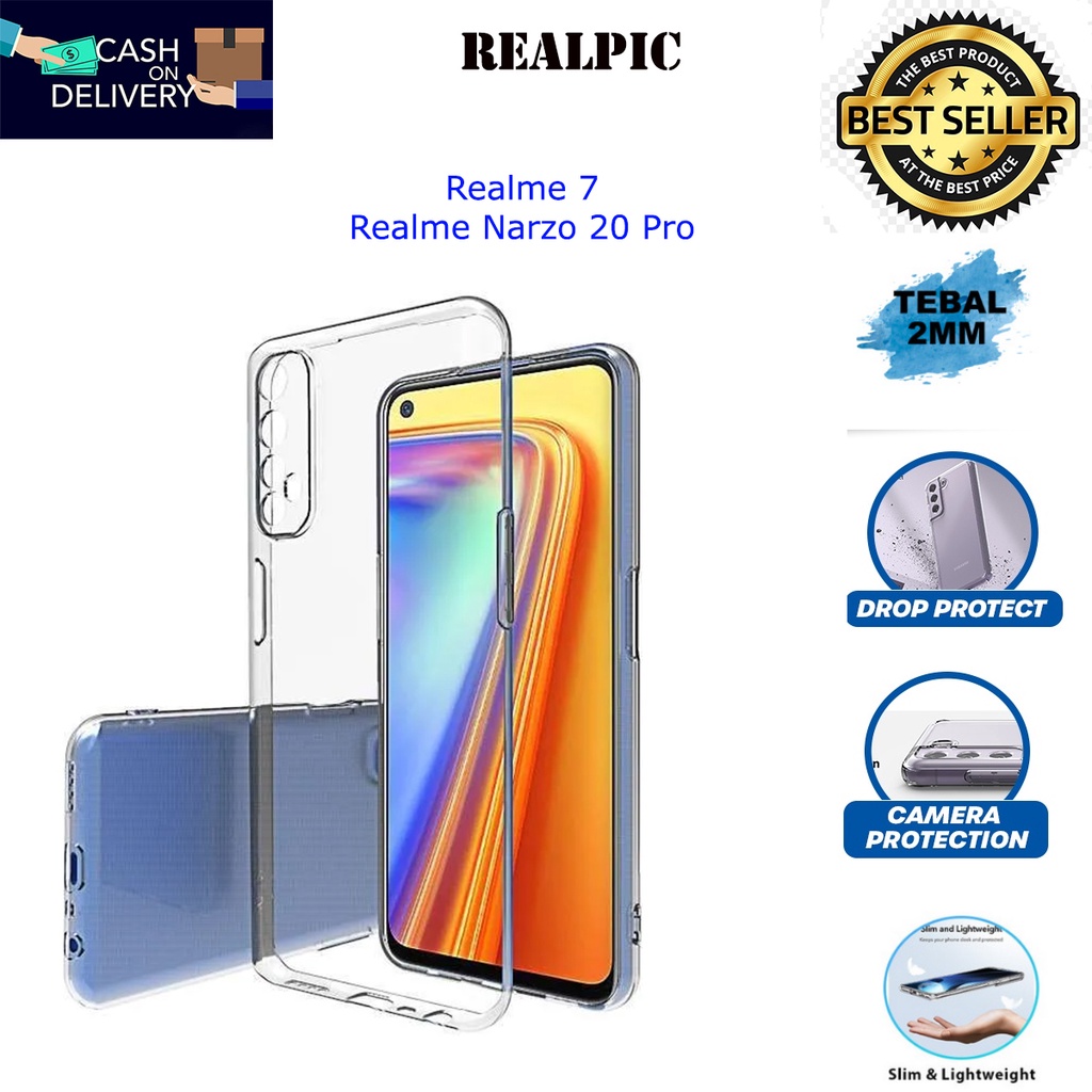 Case REALME 7 / REALME NARZO 20 PRo Casing Clear HD KETEBALAN 2MM BENING TRANSPARAN TPU Premium Softcase