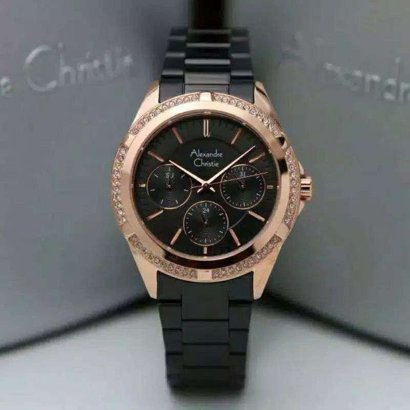 Alexandre Christie Wanita Ac 2826 Black Rosegold Stainless Steel /Garansi Resmi 1 Tahun