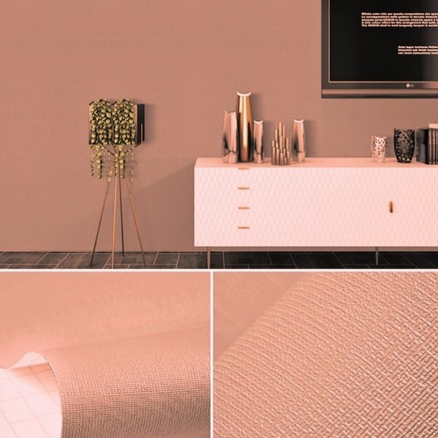 Wallpaper Sticker Dinding Motif Polos Cokelat Panjang 10Meter x Lebar 45cm