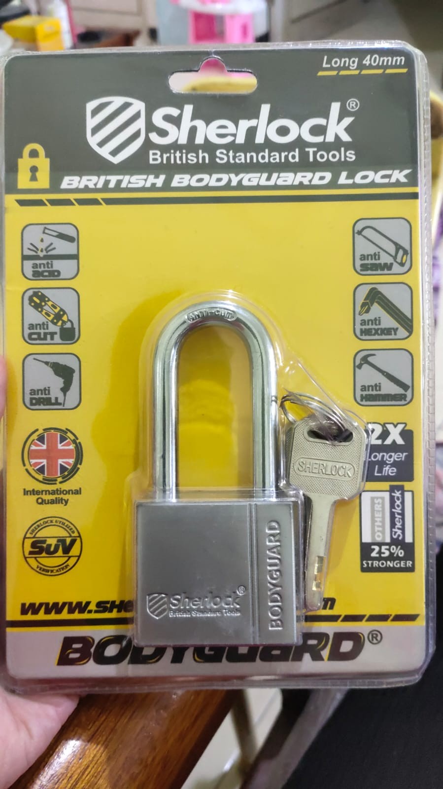 Gembok Bodyguard 40mm Tangkai Panjang Sherlock