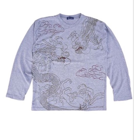 kaos longsleeve sukajan motif dragon size fit M second original
