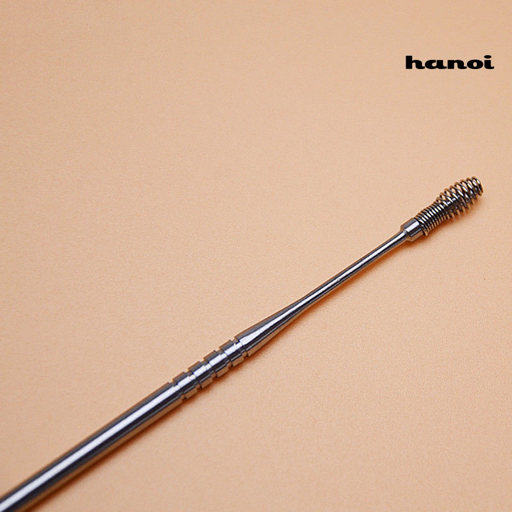 HQTM_Ear Care Tools Portable Stainless Steel Spiral Ear Pick Curette Ear Cleaner