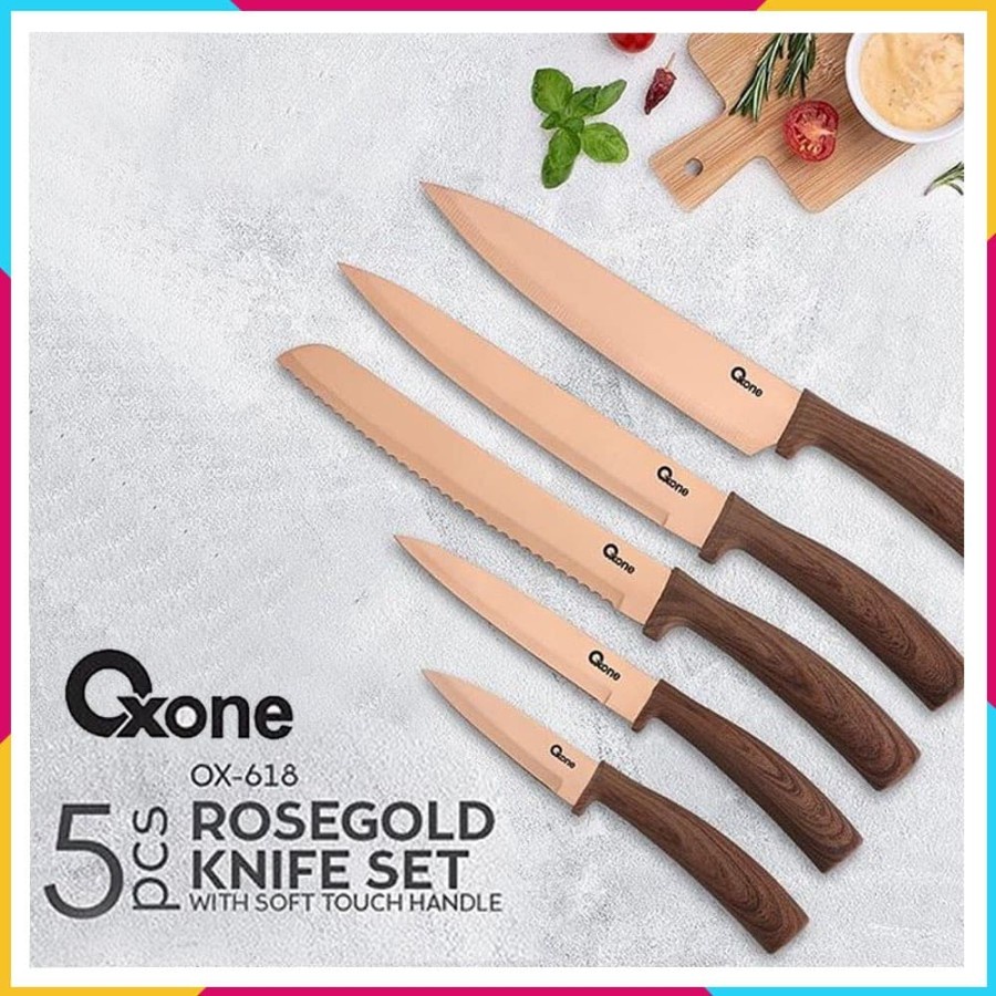 Rosegold Knife Set Oxone OX-618 - Pisau Dapur Rosegold Oxone