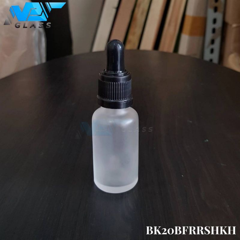 botol pipet kaca frosted 20ml - ring segel hitam