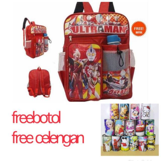 Tas ultraman merah gratis botol