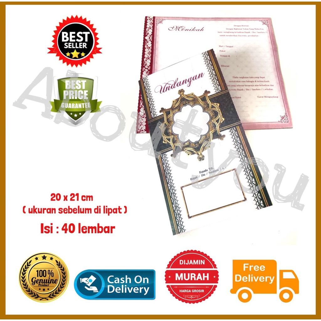 Promo isi 40 Kartu Undangan Pernikahan Kartu Nikah Jadi Ukuran Besar Wedding Card Married