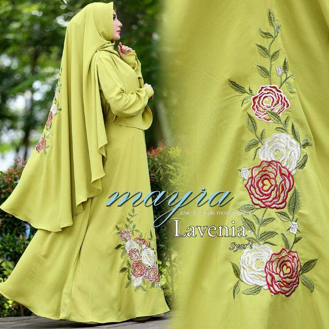 LAVENIA GAMIS SYARI BORDIR/GAMIS BUSUI BORDIR/SET GAMIS BORDIR DENGAN SYARI/KHIMAR