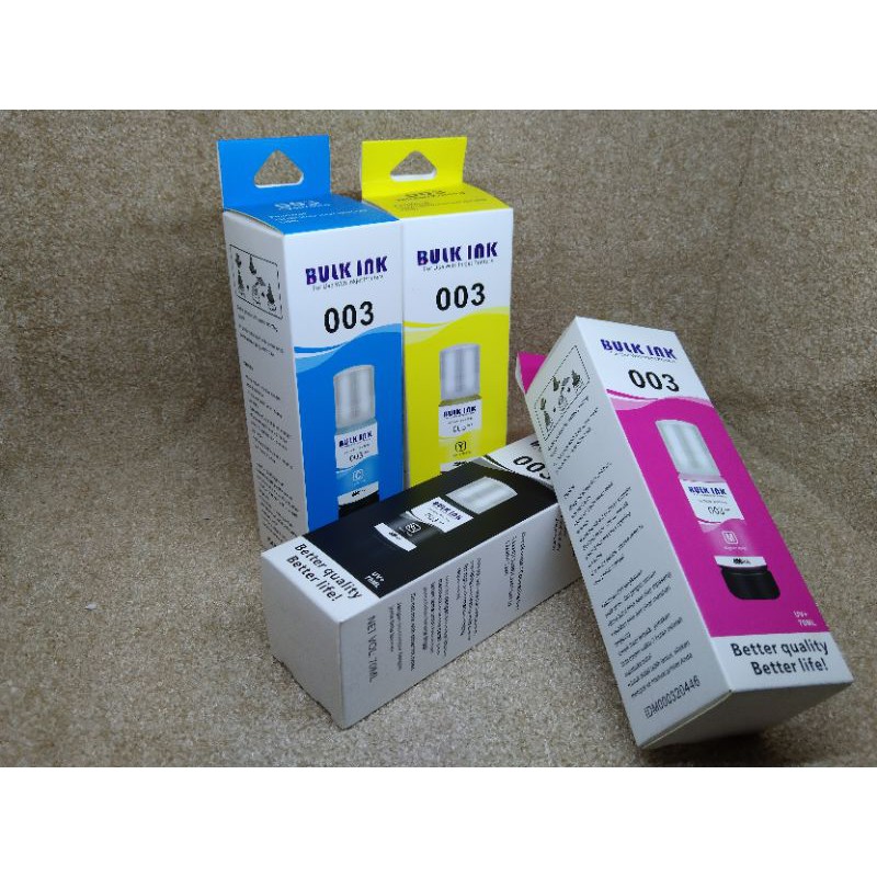 Tinta bulk ink 003 Oirgilan/Tinta /Tinta Epson/Tinta Printer/Tinta Printer Epson/Tinta 003/Tinta Epson L seris/Tinta Epson 003 untuk Printer L1110/L3100/L3101/L3110/L3150/L5190 NET VOL 70ML