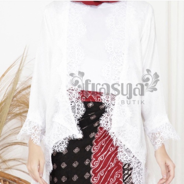 Kebaya Outer Lace Renda Viscose - Putih Diskon