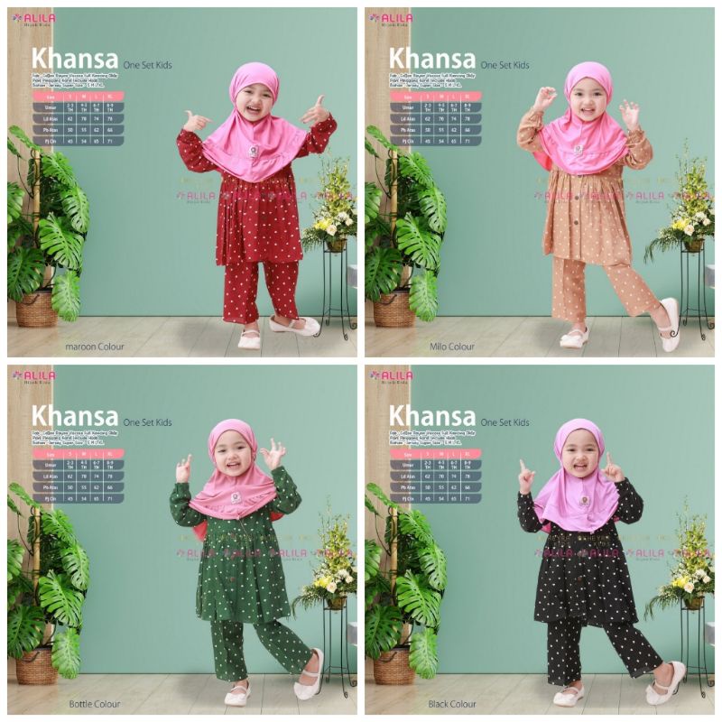 KHANSA ONE SET KIDS HIJAB ORIGINAL BY ALILA (100% REAL PICT ORI BERLABEL ALILA)