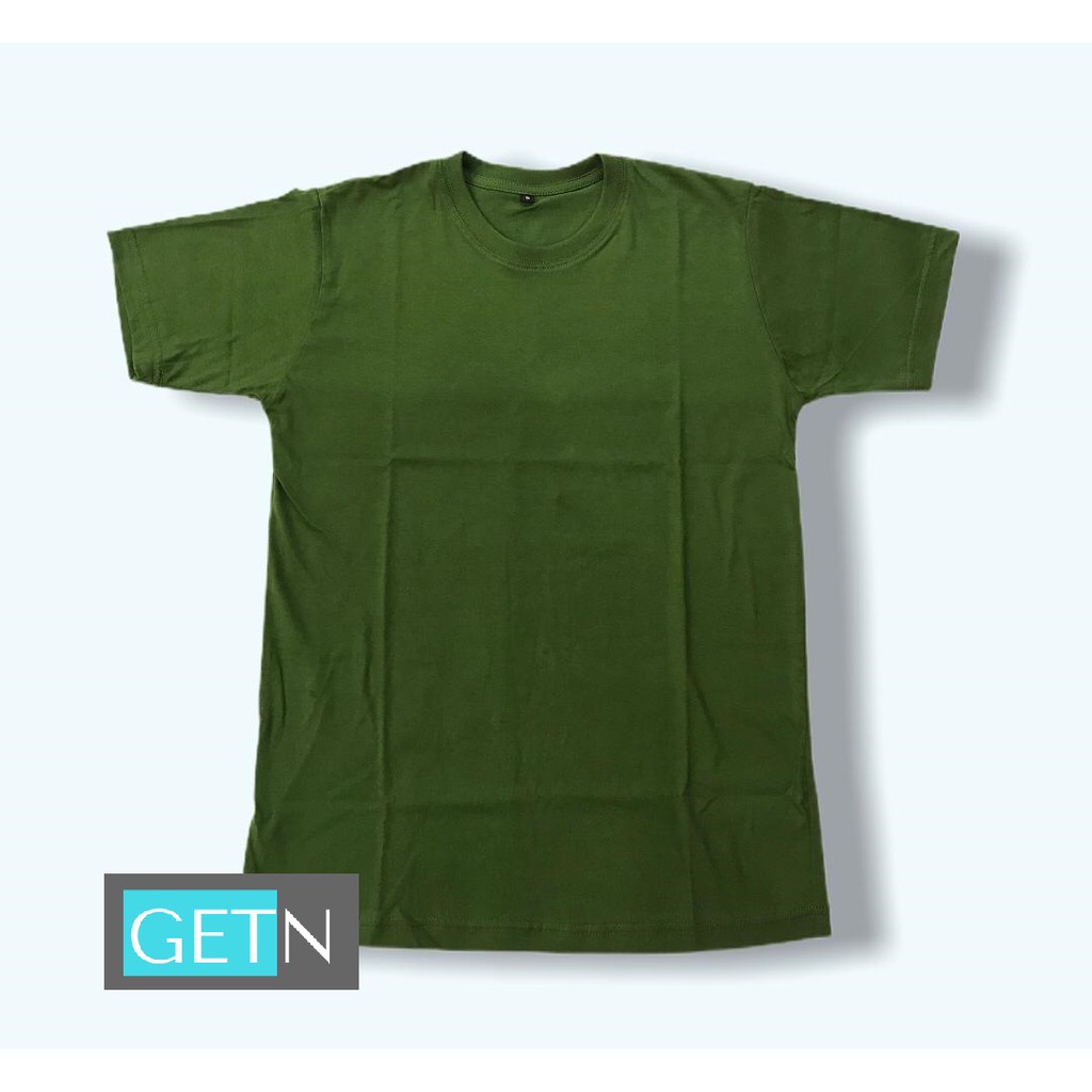 KAOS POLOS HIJAU ARMY / IJO ARMY KATUN COMBED 30S UNISEX / CEWE / COWO