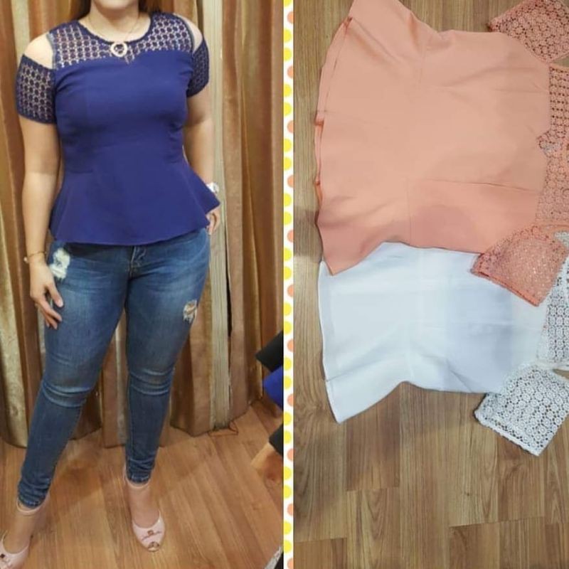 blus peplum kombinasi brokat