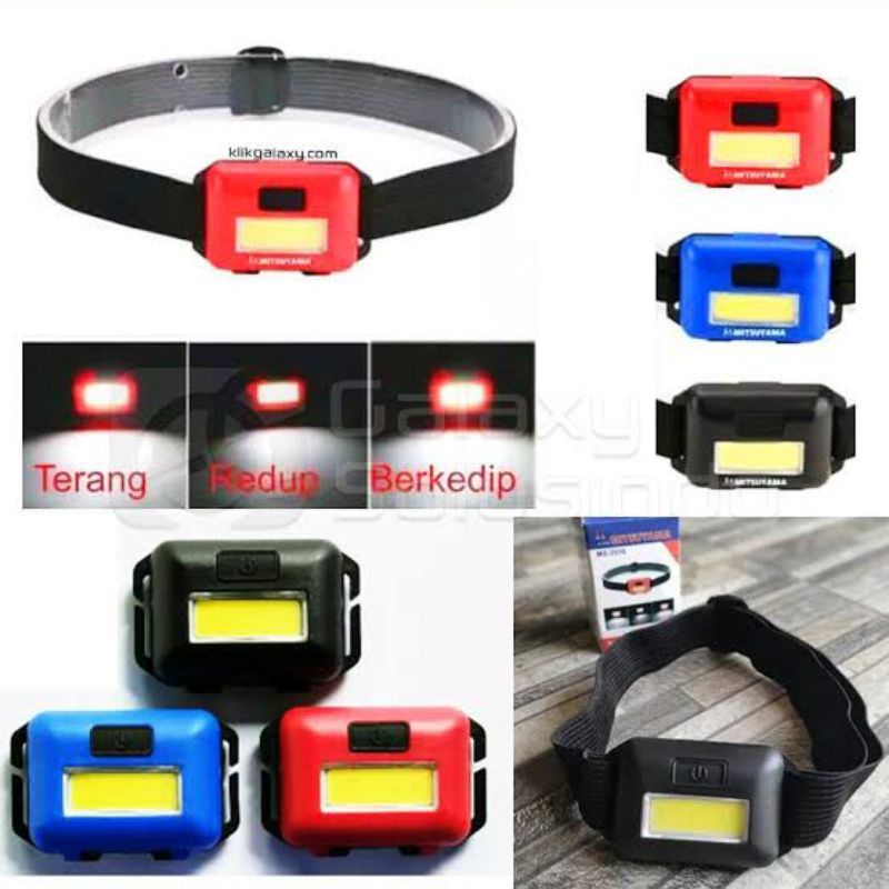 headlamp kepala mitsuyama ms 2036, senter jalan, lampu camping, piknik, traveling, senter kepala, se
