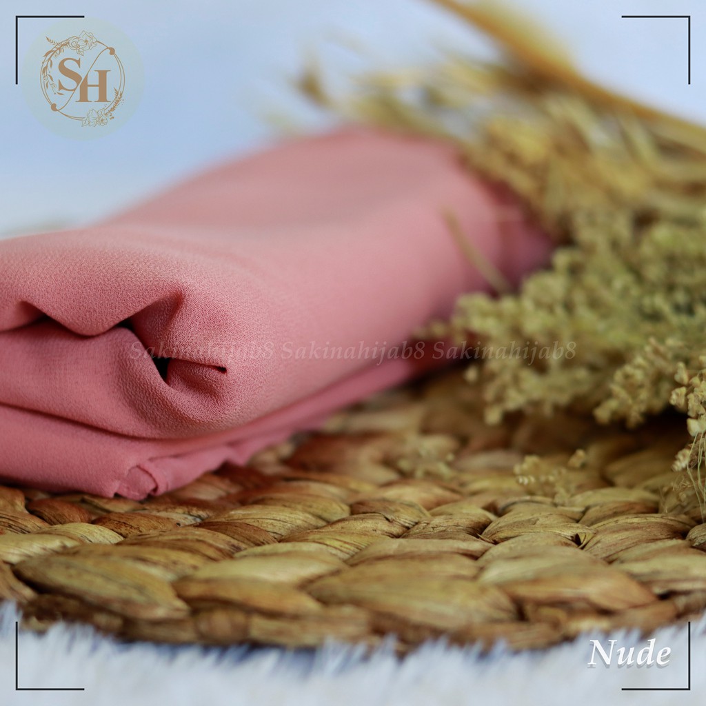 PROMO Pashmina Ceruty Babydoll 200x75 cm jahit tepi CHAPTER1-Nude