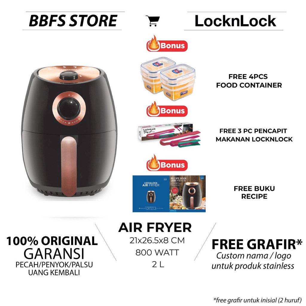 Lock n Lock Air Fryer Rose Gold Bonus Food Container