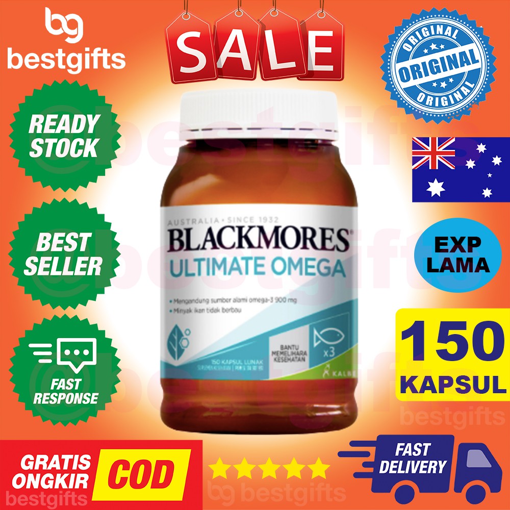 BLACKMORES ULTIMATE OMEGA 3 CONCENTRATED SALMON FISH OIL JANTUNG KOLESTEROL RADANG MATA - 150 KAPSUL