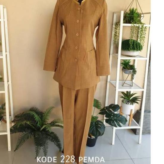 SEGERA DAPATKAN SET BLAZER BAJU SERAGAM PEMDA PNS DINAS WANITA KHAKI KEKI CANTIK MUSLIMAH MURAH AZKI