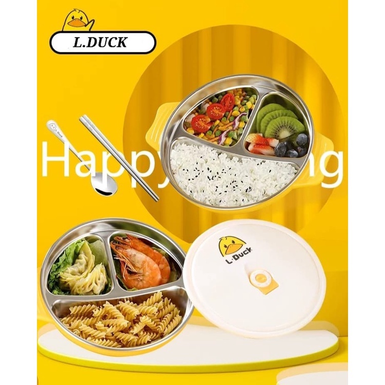 L.Duck Lunch Box / Kotak Piring Makan Sekat Baby Food Container 304 SS