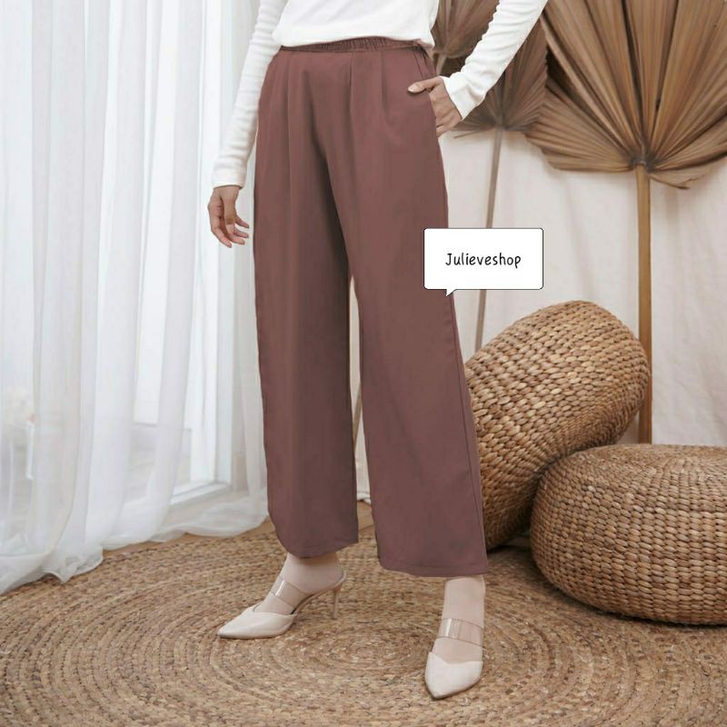 Celana Panjang Kulot Wanita Bahan Mosscrepe Tersedia Pilihan Warna-6
