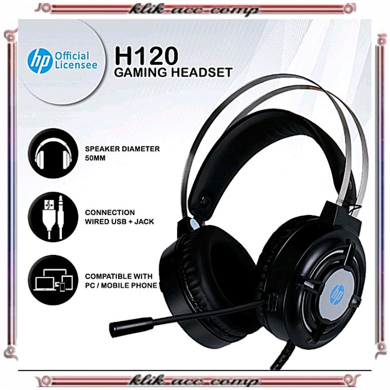 Headset Gaming HP H120 - RGB LED USB+2 Jack Wired