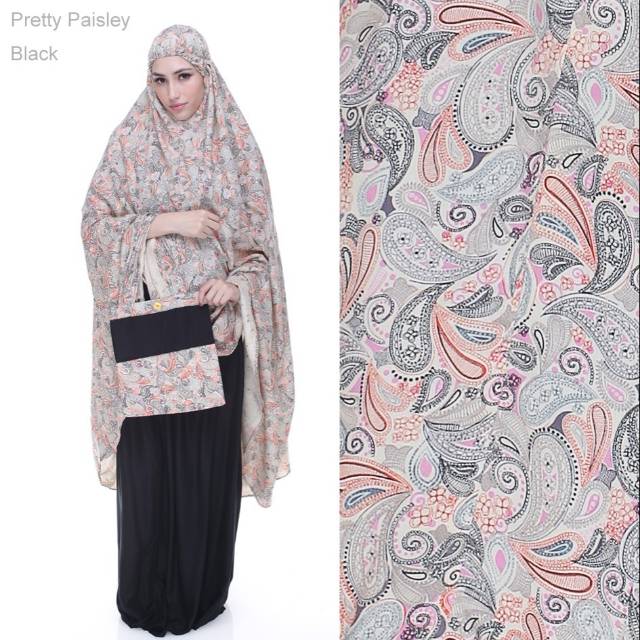 Mukenah prety paisley black by tazkia