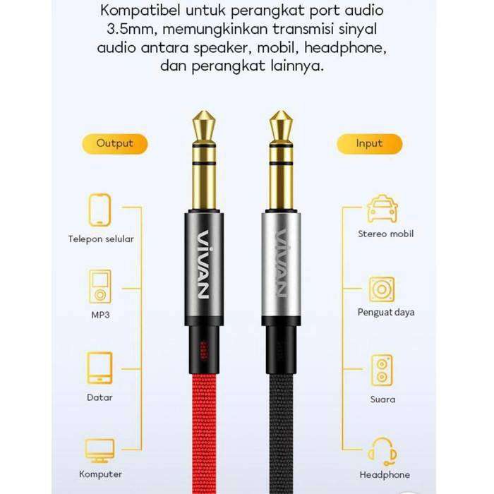 KABEL AUDIO 3.5 AUX VIVAN AUX01 100CM ORIGINAL Hi-Fi SOUND GOLD PLATED