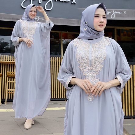 Gamis Kaftan Lebaran Model Terbaru 2022 Kaftan Marina Mewah Viral Kekinian  Bahan Ceruty Babydoll la