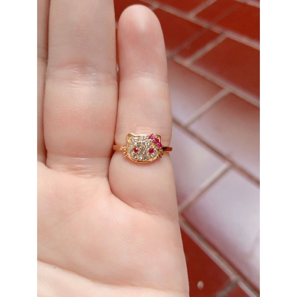 cincin anak mickey &amp; kitty full mp S925 / perhiasan perak 925 berlapis emas