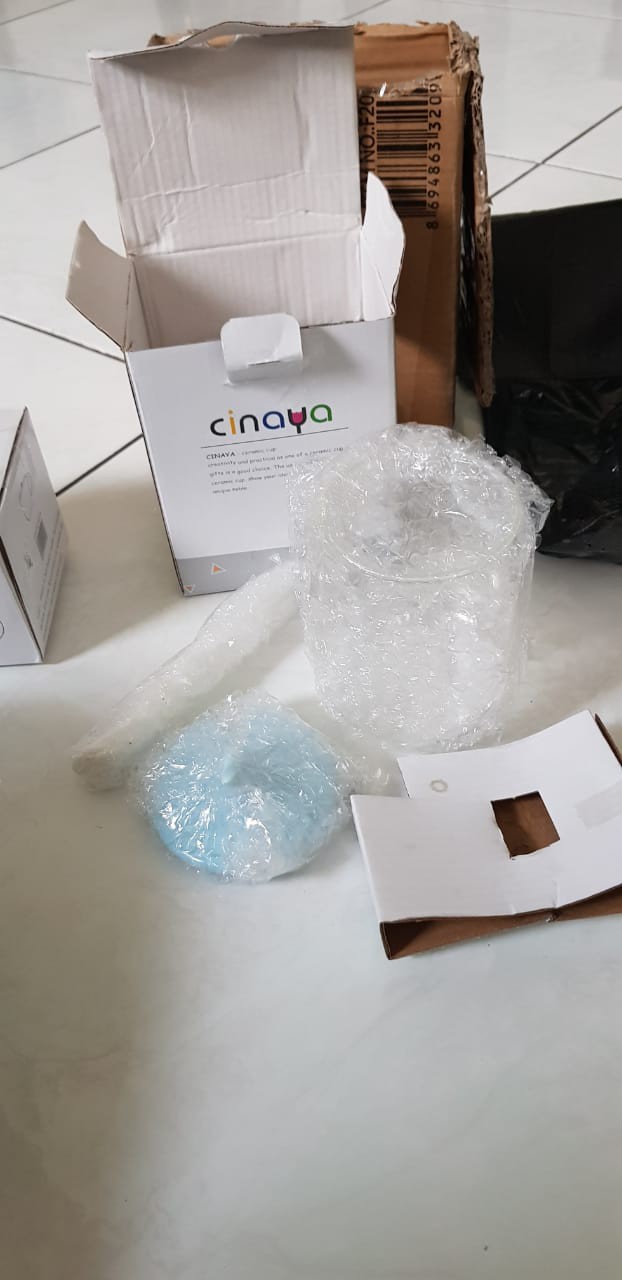 Gelas Keramik / Ceramic Motif Wavey P X L X T = 8cm X 8cm X 15cm Cc130