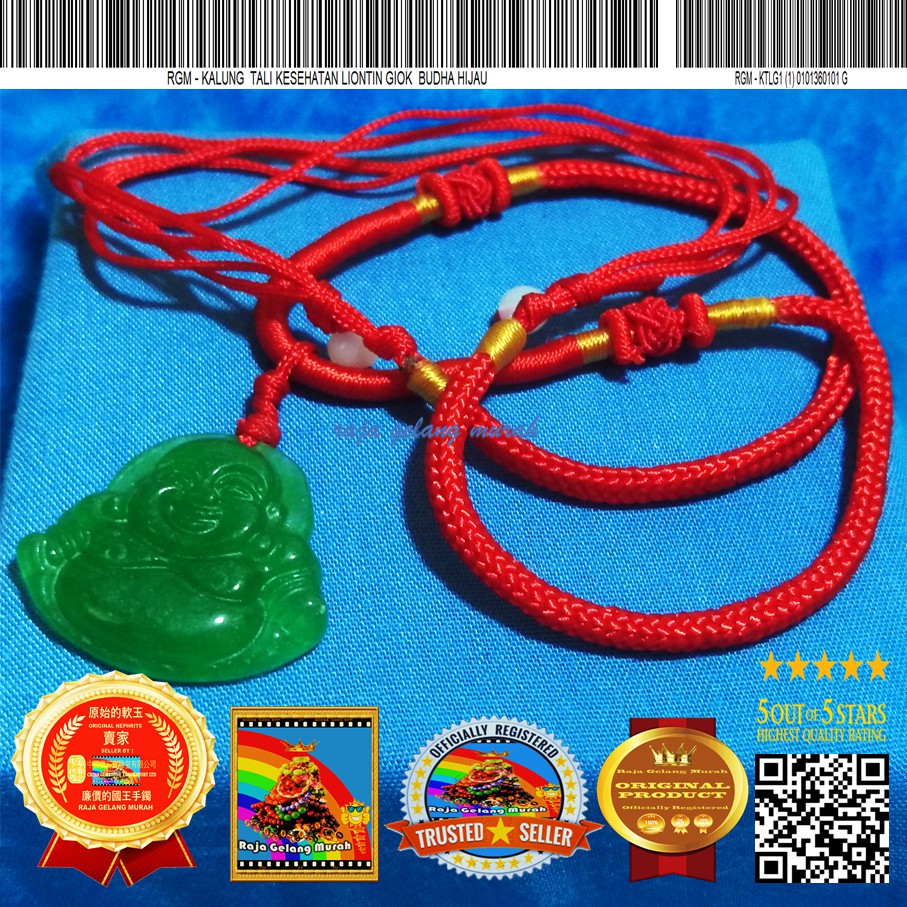 Raja Gelang Murah Kalung Tali Kesehatan Liontin Giok asli Budha Hijau