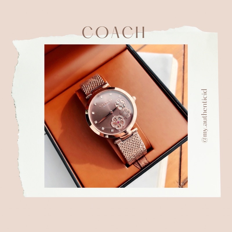 [ORIGINAL 100%] Coach Ladies Watch Flower Design/Jam Tangan Wanita Casual - Rosegold