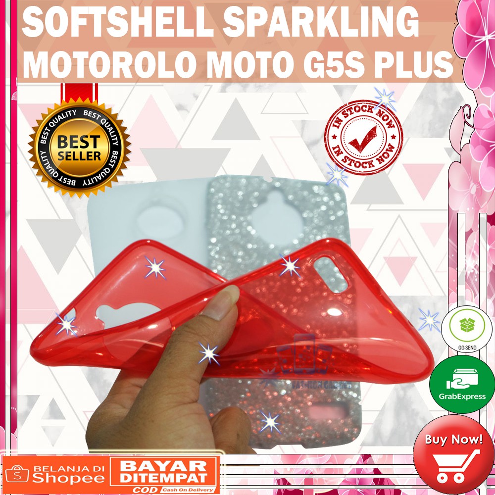 (Warna Acak Pink / Red) Silikon Motorola Moto G5S+ Ultrathin Motorola G5S+ Case Sparkling Blink Blink Glitter Silicone Soft Case Jelly Case Casing Kesing Kasing Sarung Hp