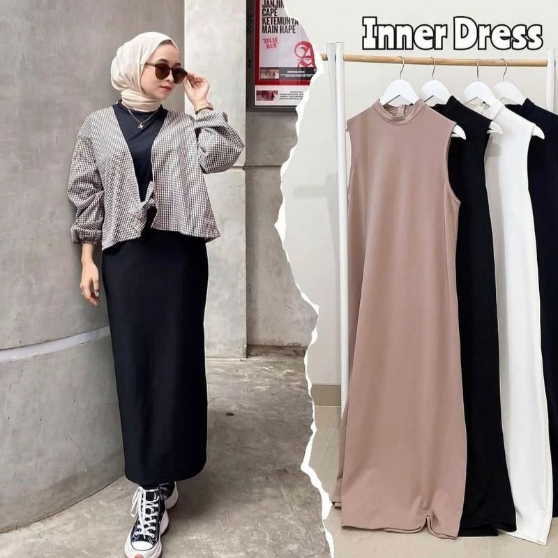 inner dress/dress inner Jersey/inner dress span/long dress tanpa lengan